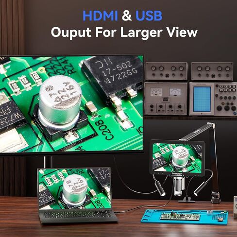 TOMLOV 2024 مجهر رقمي DM501 Pro 2K جديد بذراع مرن، مجهر لحام 10.1 بوصة 2000X، مجهر عملة HDMI بدقة 48 ميجابكسل، مجهر رقمي مرن LCD للإصلاح الإلكتروني مع المستقطب، 64 جيجابايت in Kuwait