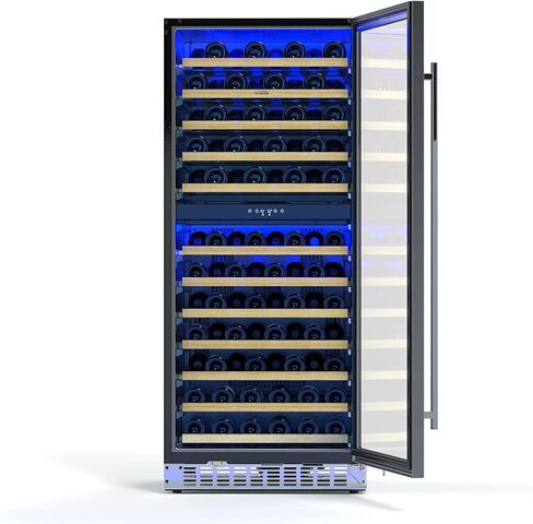ثلاجة KoolMore بمبرد نبيذ ومشروبات ثنائي المنطقة مقاس 24 بوصة مع تحكم في درجة الحرارة الباردة وشاشة LED تعمل باللمس وأرفف قابلة للتعديل، تحمل ما يصل إلى 21 زجاجة و60 علبة (KM-CWB1830-SS)، فضي in Kuwait
