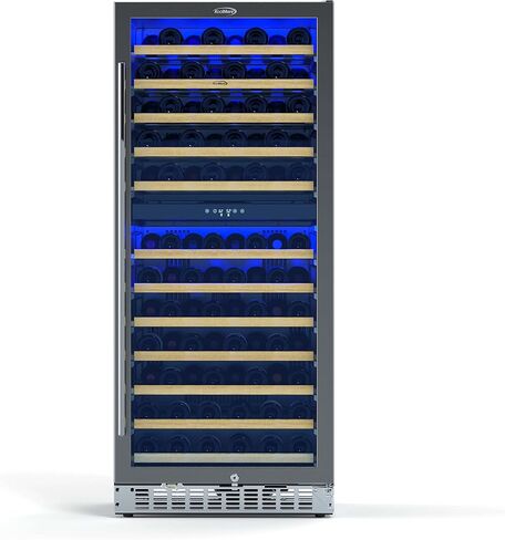 ثلاجة KoolMore بمبرد نبيذ ومشروبات ثنائي المنطقة مقاس 24 بوصة مع تحكم في درجة الحرارة الباردة وشاشة LED تعمل باللمس وأرفف قابلة للتعديل، تحمل ما يصل إلى 21 زجاجة و60 علبة (KM-CWB1830-SS)، فضي in Kuwait