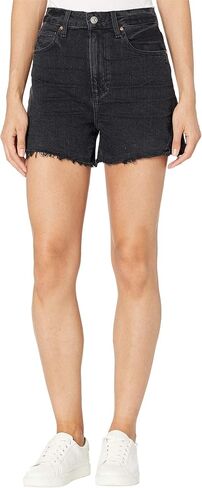 PAIGE Women's Dani Short High Rise Raw Hem in Lived in Dark Raven Destructed in Saudi Arabia