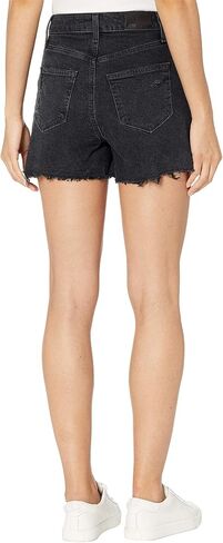 PAIGE Women's Dani Short High Rise Raw Hem in Lived in Dark Raven Destructed in Saudi Arabia