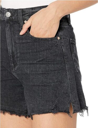 PAIGE Women's Dani Short High Rise Raw Hem in Lived in Dark Raven Destructed in Saudi Arabia