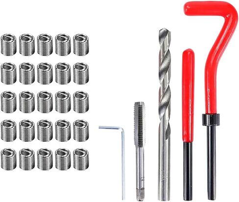 30Pcs Thread Repair Kit Stainless Steel Metric Thread Repair Insert M6 x 1mm Brake Caliper Guidance Thread Hand Thread Tools Set Wear Resistant High Hardness Helical Coil Kit Repairing Tool in Saudi Arabia