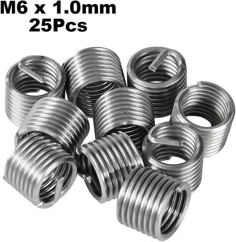 30Pcs Thread Repair Kit Stainless Steel Metric Thread Repair Insert M6 x 1mm Brake Caliper Guidance Thread Hand Thread Tools Set Wear Resistant High Hardness Helical Coil Kit Repairing Tool in Saudi Arabia
