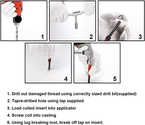 30Pcs Thread Repair Kit Stainless Steel Metric Thread Repair Insert M6 x 1mm Brake Caliper Guidance Thread Hand Thread Tools Set Wear Resistant High Hardness Helical Coil Kit Repairing Tool in Saudi Arabia