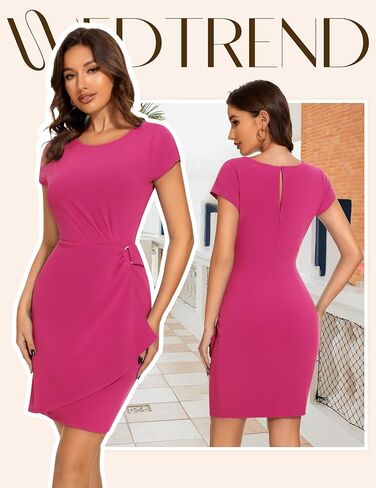 Wedtrend Women's Cocktail Dress Ruched 50s Vintage Work Dresses Cap Sleeve Business Casual Dress in Saudi Arabia