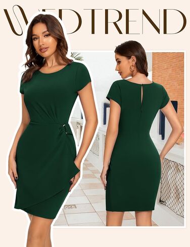 Wedtrend Women's Cocktail Dress Ruched 50s Vintage Work Dresses Cap Sleeve Business Casual Dress in Saudi Arabia