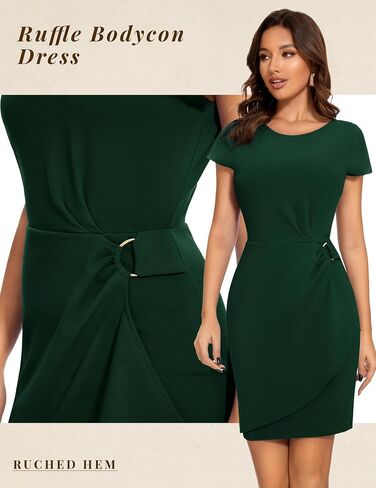 Wedtrend Women's Cocktail Dress Ruched 50s Vintage Work Dresses Cap Sleeve Business Casual Dress in Saudi Arabia