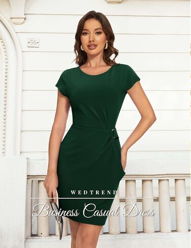 Wedtrend Women's Cocktail Dress Ruched 50s Vintage Work Dresses Cap Sleeve Business Casual Dress in Saudi Arabia