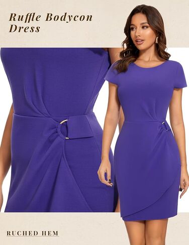 Wedtrend Women's Cocktail Dress Ruched 50s Vintage Work Dresses Cap Sleeve Business Casual Dress in Saudi Arabia