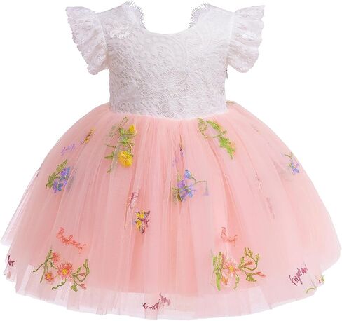 Girls Princess Tulle Tutu Dress Flutter Sleeve Star Glitters Rainbow Birthday Party Pageant Kids Summer Clothes in Saudi Arabia