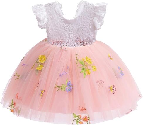 Girls Princess Tulle Tutu Dress Flutter Sleeve Star Glitters Rainbow Birthday Party Pageant Kids Summer Clothes in Saudi Arabia