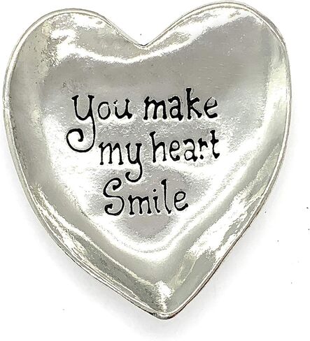 Basic Spirit "You Make My Heart Smile" Pewter Heart Trinket Dish Ring Bowl Wedding Gift Box in Saudi Arabia