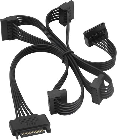 zdyCGTime 15Pin SATA Power Supply 1 to 2 Y Splitter Cable,SATA 15Pin 1 Male to 2 Female Interface Extension Cable,15Pin Desktop Hard Drive Optical Drive Power Cord Serial Port Line Adapter.(2Pack) in Kuwait