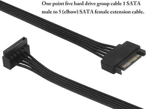 zdyCGTime 15Pin SATA Power Supply 1 to 2 Y Splitter Cable,SATA 15Pin 1 Male to 2 Female Interface Extension Cable,15Pin Desktop Hard Drive Optical Drive Power Cord Serial Port Line Adapter.(2Pack) in Kuwait