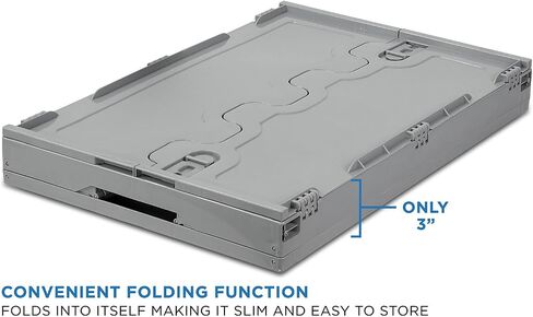 Mount-It! Collapsible Storage Bin with Attached Lid [65 Liter] Folding Crate, Durable Plastic Container, Trunk Storage, Box (23x15x13 Inches), Clear & Blue in Saudi Arabia