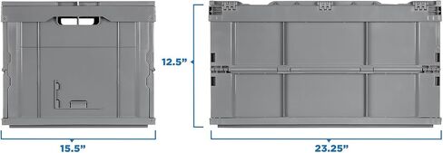 Mount-It! Collapsible Storage Bin with Attached Lid [65 Liter] Folding Crate, Durable Plastic Container, Trunk Storage, Box (23x15x13 Inches), Clear & Blue in Saudi Arabia