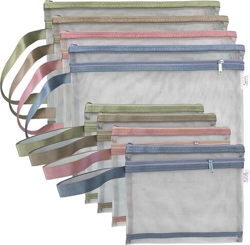 8 عبوات من أكياس الحقائب الشبكية بسحاب، حقيبة ملونة مزدوجة كبيرة بسحاب شبكي، أكياس تخزين بسحاب للتنظيم يمكن استخدامها في المكتب، مستلزمات الألعاب، تخزين مستحضرات التجميل، تخزين السفر in Kuwait