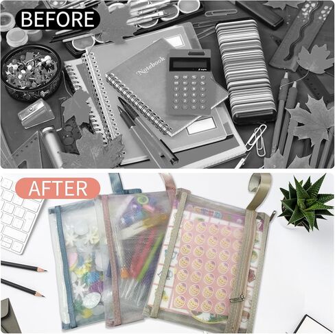 8 عبوات من أكياس الحقائب الشبكية بسحاب، حقيبة ملونة مزدوجة كبيرة بسحاب شبكي، أكياس تخزين بسحاب للتنظيم يمكن استخدامها في المكتب، مستلزمات الألعاب، تخزين مستحضرات التجميل، تخزين السفر in Kuwait