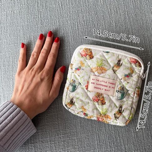 حقيبة تخزين المناديل الصحية، حقيبة محمولة قابلة لإعادة الاستخدام لفترة الحيض للنساء والفتيات المراهقات، حقيبة وسادة، حقائب مستحضرات تجميل صغيرة (أرنب) in Kuwait
