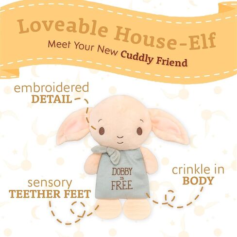 KIDS PREFERRED Harry Potter Dobby Teether Plush Toy Crinkle Cloth for Newborn Baby Boys and Girls 10 inches in Saudi Arabia