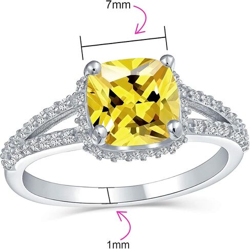 Classic Traditional Canary Yellow Or Clear 3CT AAA CZ Halo Brilliant Solitaire Oval or Square Cushion Cut Engagement Ring For Women With Split Shank Thin Band Rose Gold Plated .925 Sterling Silver in Saudi Arabia