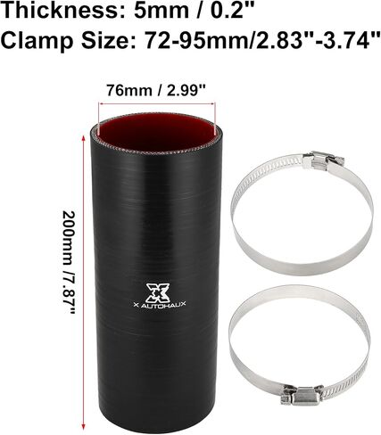 X AUTOHAUX 38mm 1.5" ID Straight Silicone Reducer Hose Silicone Hose Coupler Intercooler Tube with Clamps Black Red for Car Intercooler Intake Piping in Saudi Arabia