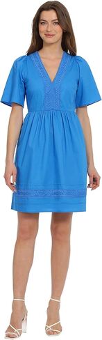Maggy London Women's V-Neck Cotton Lace Trim Day Dress Vacation Resort Event Guest of in Saudi Arabia