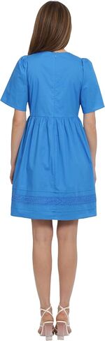 Maggy London Women's V-Neck Cotton Lace Trim Day Dress Vacation Resort Event Guest of in Saudi Arabia