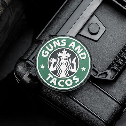 Guns and Tacos PVC Morale Patch with Hook Backing and Loop Plus Sticker by NEO Tactical Gear (Patch) in Saudi Arabia