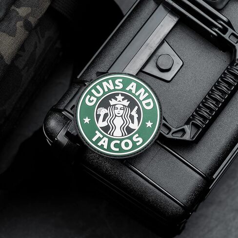 Guns and Tacos PVC Morale Patch with Hook Backing and Loop Plus Sticker by NEO Tactical Gear (Patch) in Saudi Arabia