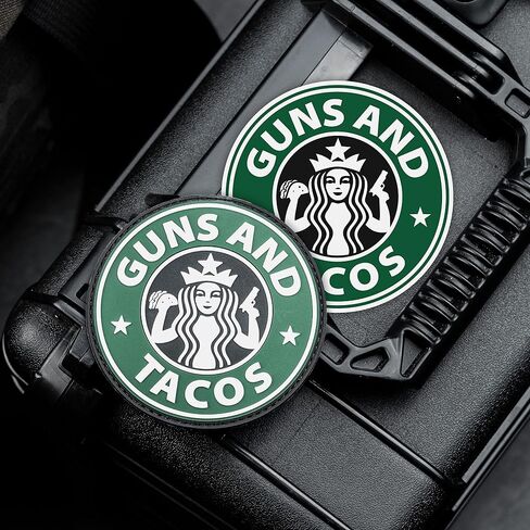 Guns and Tacos PVC Morale Patch with Hook Backing and Loop Plus Sticker by NEO Tactical Gear (Patch) in Saudi Arabia