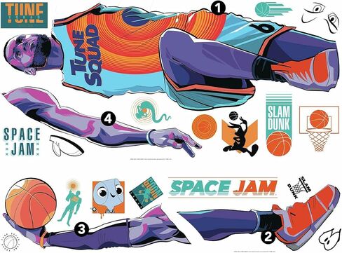 ملصقات جدارية عملاقة من RoomMates RMK4729GM Space Jam Lebron قابلة للتقشير واللصق in Kuwait