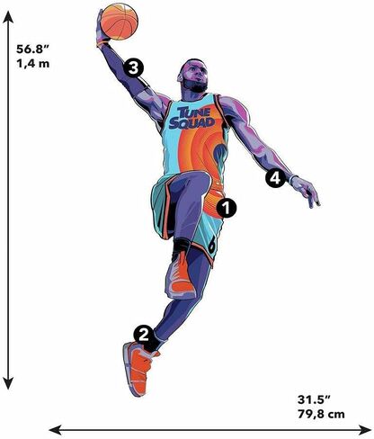 ملصقات جدارية عملاقة من RoomMates RMK4729GM Space Jam Lebron قابلة للتقشير واللصق in Kuwait