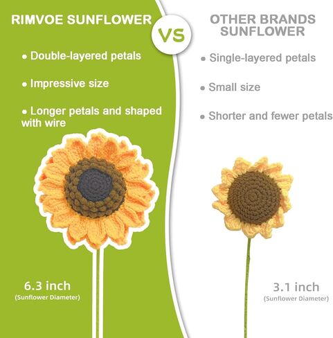 باقة زهور كروشيه لذكرى عيد ميلاد الأم، مصنوعة يدويًا بطبقتين من زهور عباد الشمس وزهرة زنبق الوادي من الكروشيه، هدية لها in Kuwait