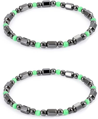 2 قطعة خلخال سبج أسود مضاد للتورم ، خلخال سبج أسود تورم ، سوار مطرز سبج للرجال/النساء هدايا in Kuwait