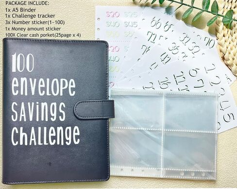 100 Envelopes Money Saving Challenge, A5 Envelope Challenge Saving Binder,Money Saving Binder,Budget Book with Cash Envelopes for Saving $5050, Money Savings Challenges Binder and Budget Binder in Saudi Arabia
