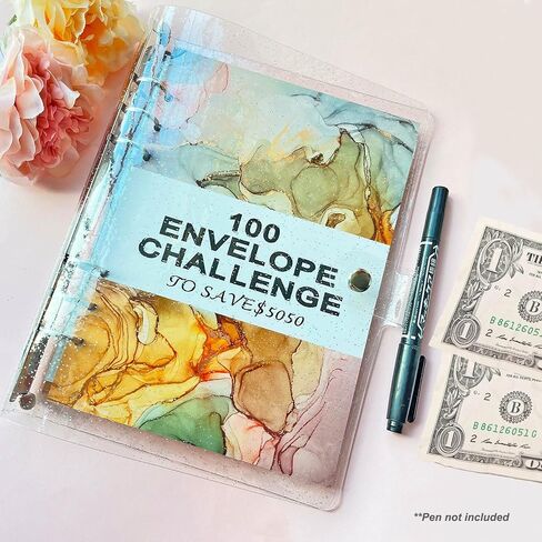 100 Envelopes Money Saving Challenge, A5 Envelope Challenge Saving Binder,Money Saving Binder,Budget Book with Cash Envelopes for Saving $5050, Money Savings Challenges Binder and Budget Binder in Saudi Arabia