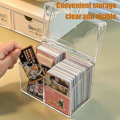صندوق تخزين البطاقات لبطاقات التداول، صندوق تخزين البطاقات الأكريليك، حافظة بطاقات الشكل، صندوق تخزين البطاقات ذو حجرتين كبير يتسع لـ 500 بطاقة و120 أداة تحميل علوية in Kuwait