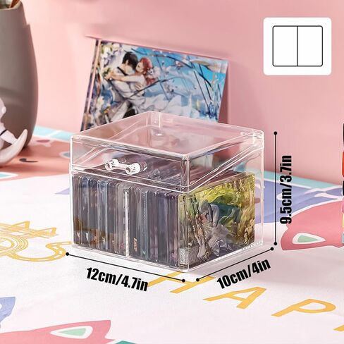 صندوق تخزين البطاقات لبطاقات التداول، صندوق تخزين البطاقات الأكريليك، حافظة بطاقات الشكل، صندوق تخزين البطاقات ذو حجرتين كبير يتسع لـ 500 بطاقة و120 أداة تحميل علوية in Kuwait