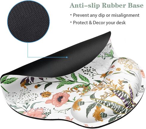 WAVEYU Ergonomic Mouse Pad with Wrist Support, Decorative Mouse Mat for Women Non-Slip Rubber Base Mousepad for Desk Laptop Gaming Working Computers Easy Typing & Pain Relief, White Marble in Kuwait