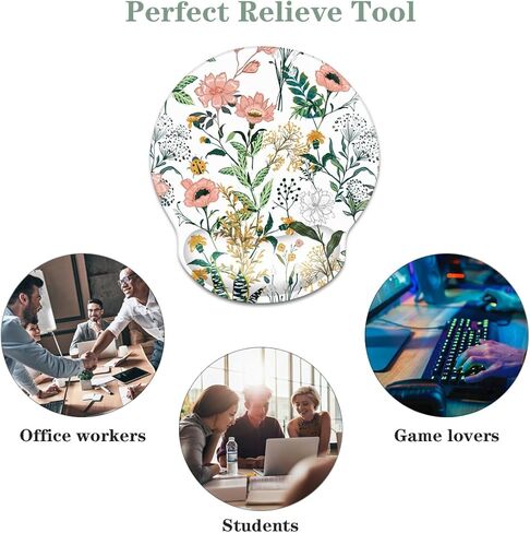 WAVEYU Ergonomic Mouse Pad with Wrist Support, Decorative Mouse Mat for Women Non-Slip Rubber Base Mousepad for Desk Laptop Gaming Working Computers Easy Typing & Pain Relief, White Marble in Kuwait