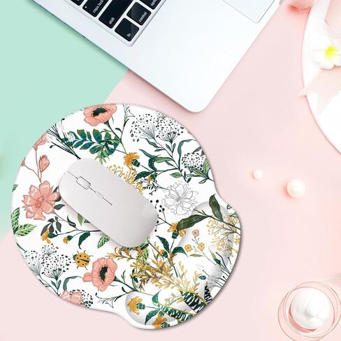 WAVEYU Ergonomic Mouse Pad with Wrist Support, Decorative Mouse Mat for Women Non-Slip Rubber Base Mousepad for Desk Laptop Gaming Working Computers Easy Typing & Pain Relief, White Marble in Kuwait