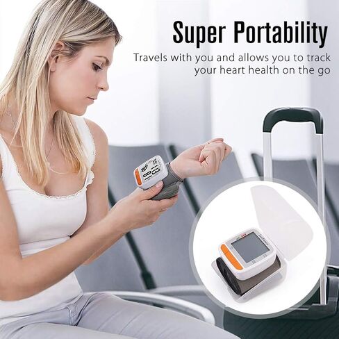 LotFancy Wrist Blood Pressure Monitor, Adjustable Cuff (4.9"-8.1"), 2 Users, 180 Reading Memory, Automatic Digital BP Monitor with Irregular Heartbeat Detector in Saudi Arabia