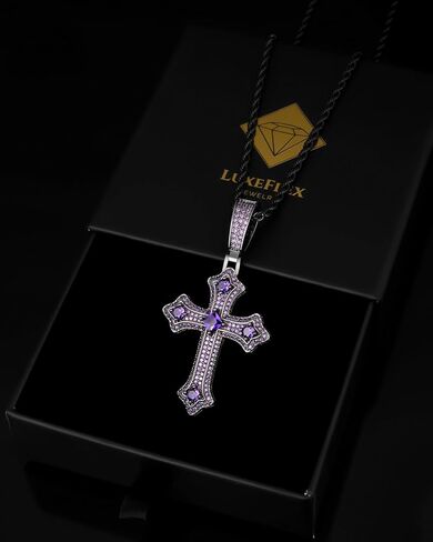 Gothic Iced Out Diamond Jesus Cross Necklace with 20" Stainless Steel Rope Chain, 14K Gold Plated Pendant Religious Faith Cross Jewelry Gifts, Underground Hip-Hop Jewelry for Men Women in Saudi Arabia