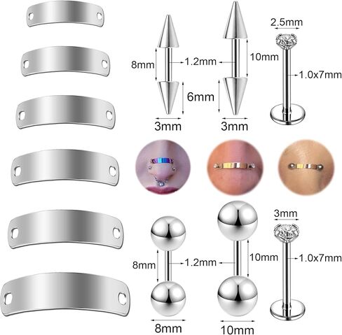 AccGin 14 قطعة 20 جرام 18 جرام من الفولاذ الجراحي عبر سلسلة حلقات الأنف العلوية للنساء، قضيب الحواجب المكعب زركونيا الأنف ترصيع سلسلة الأنف للنساء الرجال سلسلة ثقب الأنف مجوهرات ثقب الحاجب in Kuwait