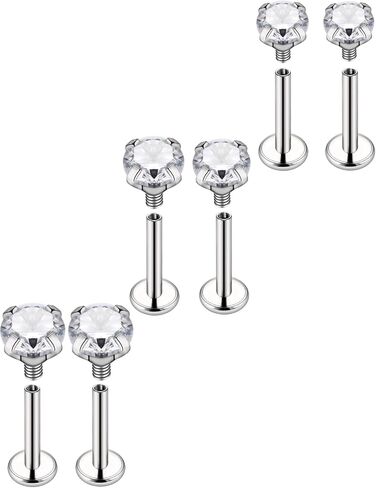 Ocptiy 20G 18G F136 Titanuim Threaded Nose Rings Studs With Flat Back Earrings Studs Hypoallergenic Implant Grade Cartilage Helix Tragus Conch Earrings Studs for Women Men Bars 6mm Diamond 3mm in Saudi Arabia