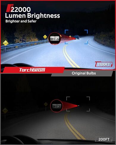 Torchbeam D2S D2R LED Headlights Bulbs, 8000K Ice Blue 45W for HID Assembly, 22000 Lumens HID Headlight Bulbs Replacement, Pack of 2 in Saudi Arabia