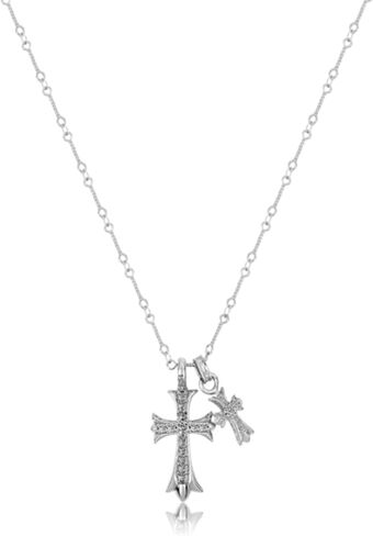 Cross Necklace 14K Gold Plated/925 Sterling Silver Double Cross Pendant CZ,Cubic Zirconia Cross Necklaces for Women Men Boy Jewelry Birthday Christmas Gifts in Saudi Arabia