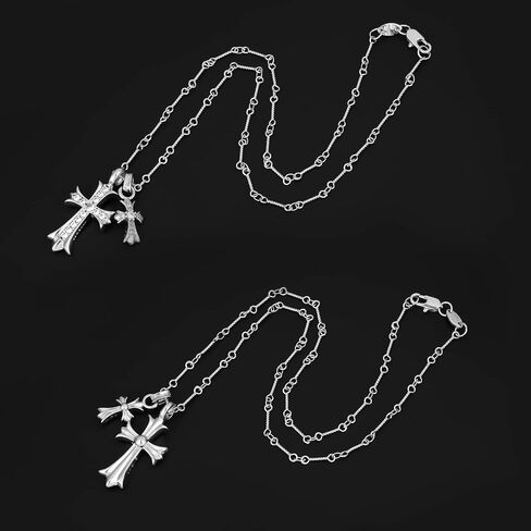 Cross Necklace 14K Gold Plated/925 Sterling Silver Double Cross Pendant CZ,Cubic Zirconia Cross Necklaces for Women Men Boy Jewelry Birthday Christmas Gifts in Saudi Arabia